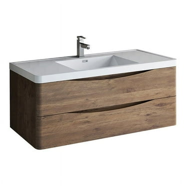 Fresca Tuscany 48" Modern Wood Bathroom Cabinet with Integrated Sink in Brown