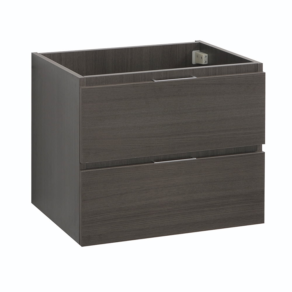 Gray Oak 24" Wall Mount Single Sink Vanity Base with Soft-Closing Drawers