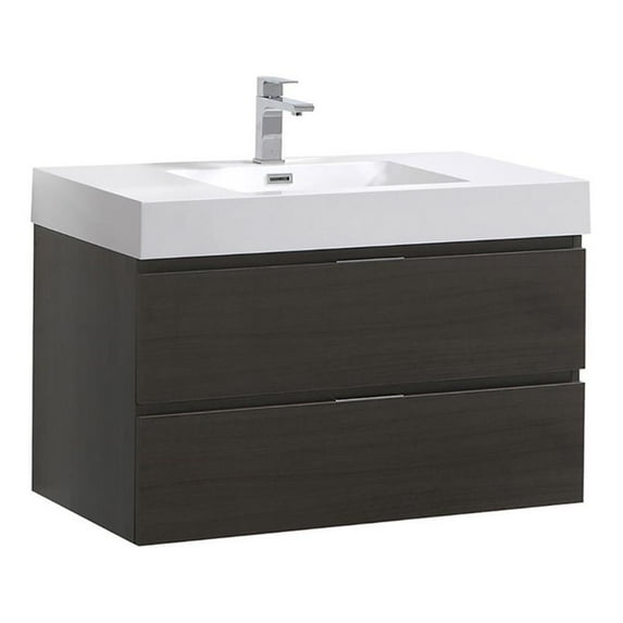 Fresca Valencia 36" Modern Wood and Resin Bathroom Vanity in Gray Oak
