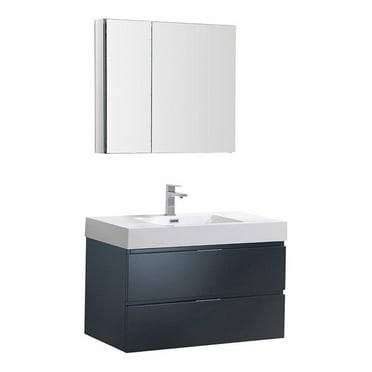Fresca Valencia 36" Wall Hung Modern Bathroom Vanity in Dark Slate Gray