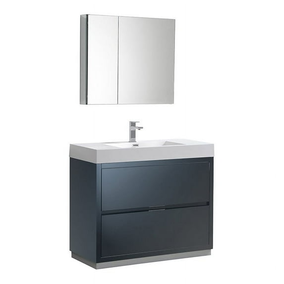 Fresca Valencia 40" Dark Slate Gray Free Standing Modern Bathroom Vanity w/ Medicine Cabinet