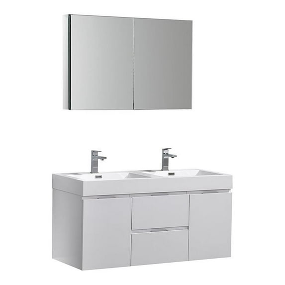 Fresca Valencia 48" Bathroom Vanity with Double Sinks in Glossy White