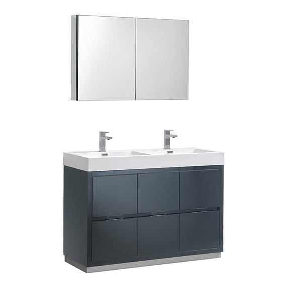 Fresca FVN8448-D Senza 48" Double Vanity Set with Wood Cabinet and Acrylic Vanit