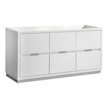 Fresca Valencia 48" Double Sinks Wood Bathroom Cabinet in Glossy White