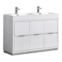 Fresca Valencia 48" Free Standing Double Sinks Bathroom Vanity in Glossy White