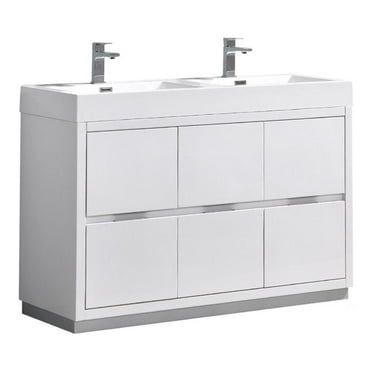 Fresca Valencia 48" Free Standing Double Sinks Bathroom Vanity in Glossy White