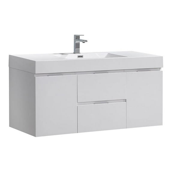 Fresca Valencia 48" Glossy White Wall Hung Modern Bathroom Vanity
