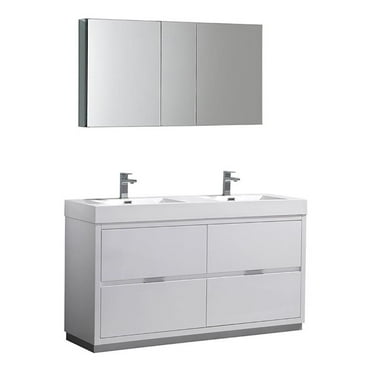 Fresca Valencia 60" Bathroom Vanity with Medicine Cabinet in Glossy White