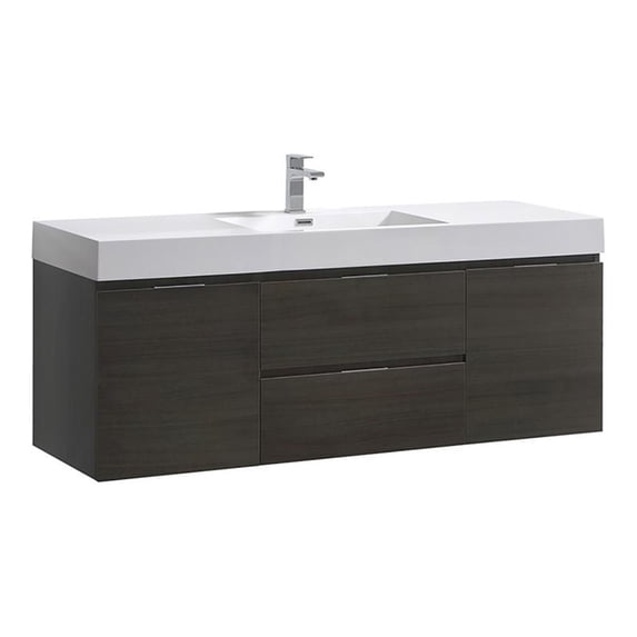 Fresca Valencia 60" Gray Oak Wall Hung Modern Bathroom Vanity