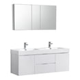thumbnail image 1 of Fresca Valencia 60" Glossy White Wall Hung Double Sink Modern Bathroom Vanity w/ Medicine Cabinet, 1 of 5