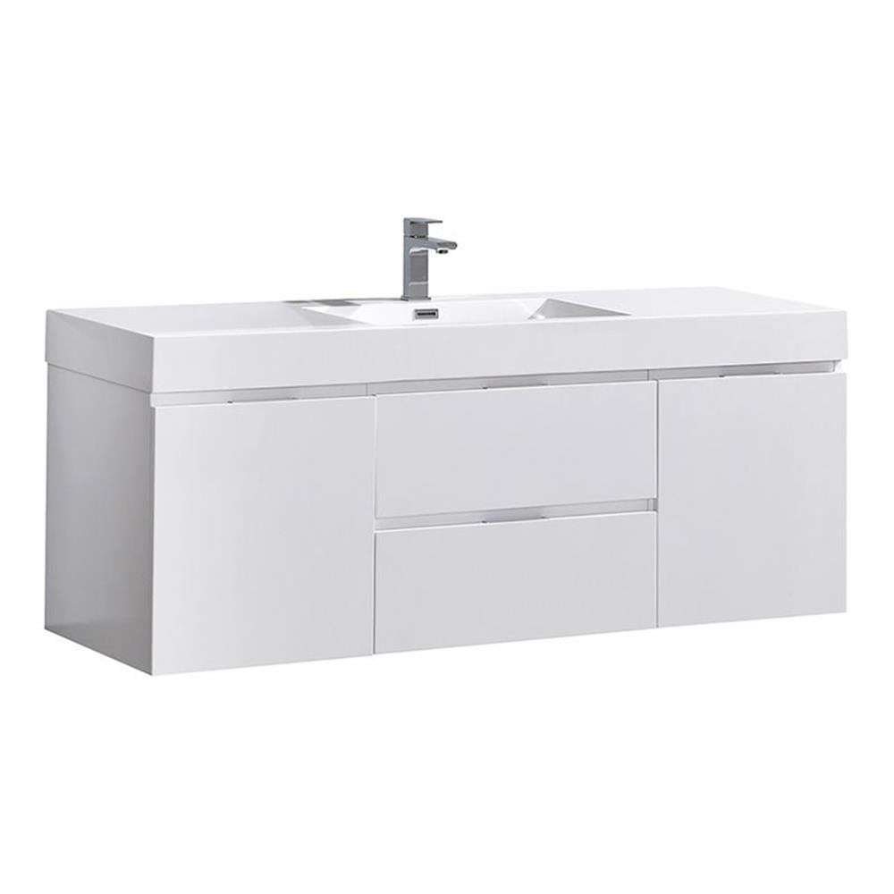 Valencia 60" Glossy White Wall Mount Double Vanity