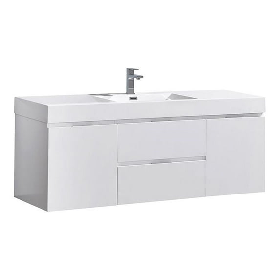 Fresca Fcb8360-I Valencia 60" Wall Mounted Single Basin Vanity Set - White
