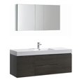 thumbnail image 1 of Fresca Valencia 60" Gray Oak Wall Hung Modern Bathroom Vanity w/ Medicine Cabinet, 1 of 5