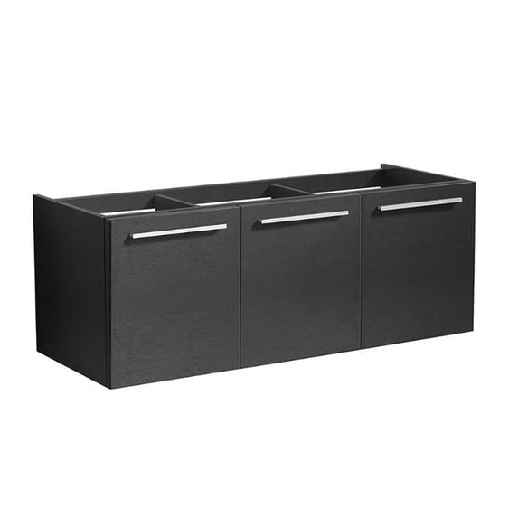 Fresca Vista 48" Black Wall Hung Double Sink Modern Bathroom Cabinet
