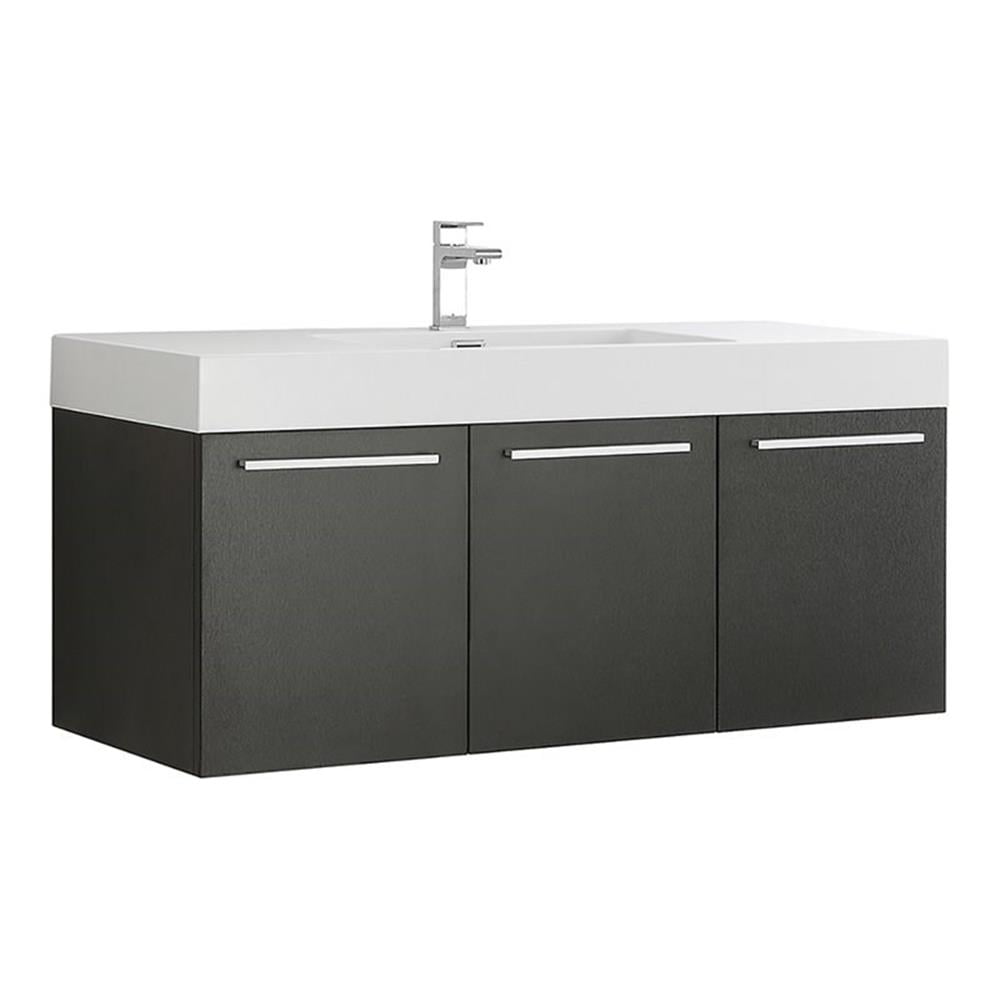 Vista 47" Black Wall-Mounted Vanity with Integrated Sink