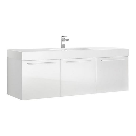 Fresca Fcb8093-I Vista 59" Wall Mounted Double Basin Vanity Set - White