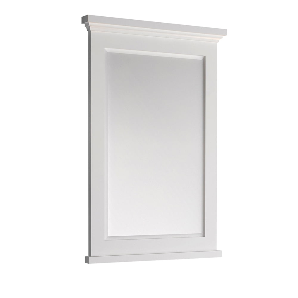 Matte White Rectangular Wood Bathroom Vanity Mirror