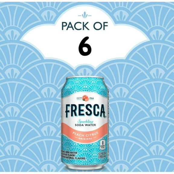 Fresca Zero Calorie Peach Soda Pop, 12 fl oz, 6 Pack Cans