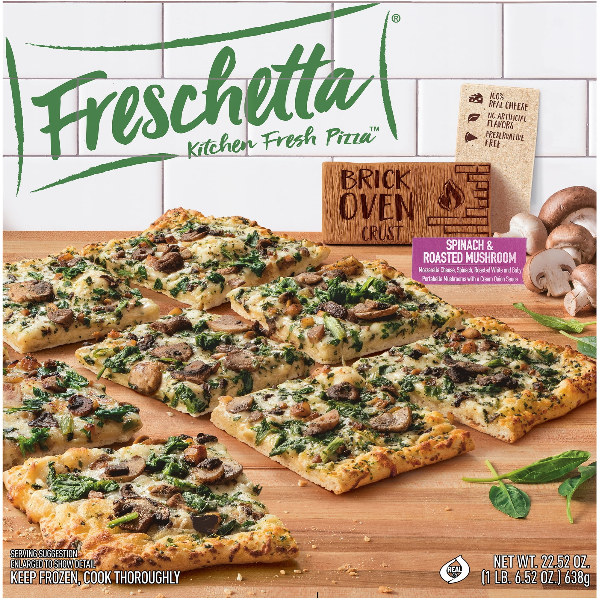Freschetta Spinach & Roasted Mushroom Brick Oven Crust Frozen Pizza, 22.53 oz