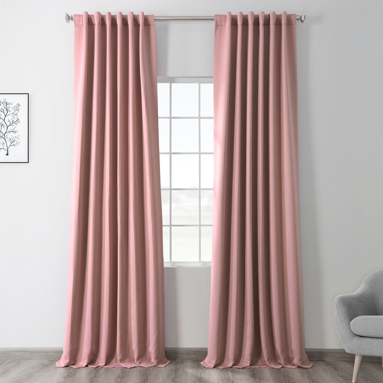 Blush pink blackout sale curtains