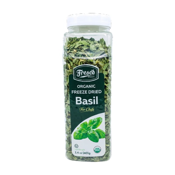 Fresco Flavors Organic Freeze-Dried Basil for Chefs, 1.41 oz Jug