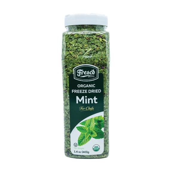 Fresco Flavors Mint Leaves, Organic Freeze Dried, Bulk 1.41 oz Jug
