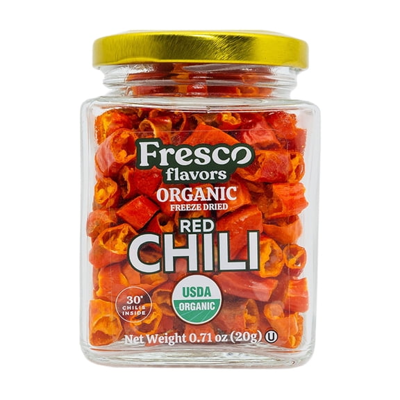 Fresco Flavors Red Chili Peppers, Sliced Rings, Organic Freeze Dried, 3 Pack, 3 x 0.71 oz Glass Jars