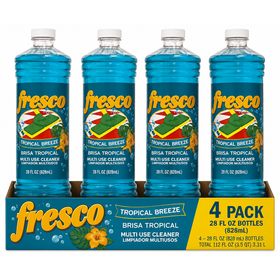 Fresco Tropical Breeze Multi-Use Cleaner, Tropical Breeze Scent, 28 fl oz Bottles, All-Purpose Household Cleaner, Pack of 4