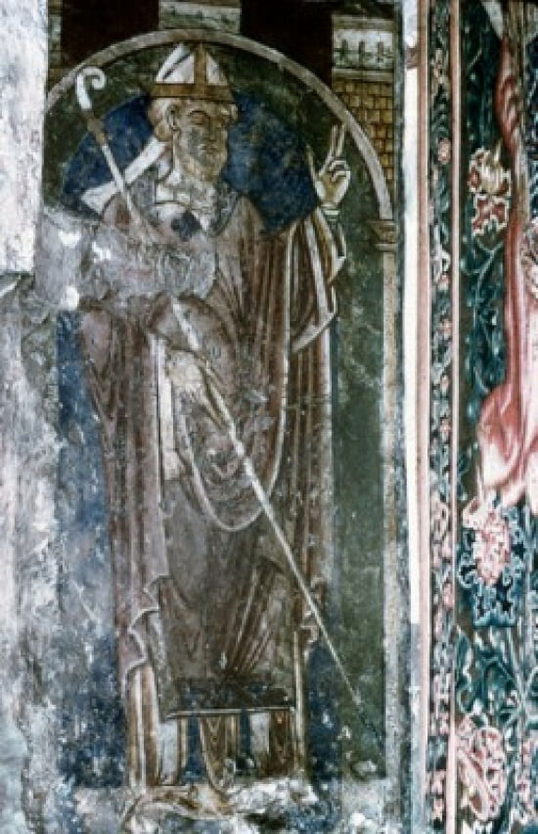 Fresco of Saint Cuthbert 12th Century Canvas Art -  (18 x 24)