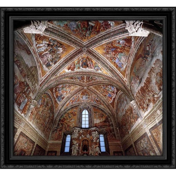 Frescoes in the Chapel of San Brizio 32x28 Large Black Ornate Wood Framed Canvas Art by Luca Signorelli