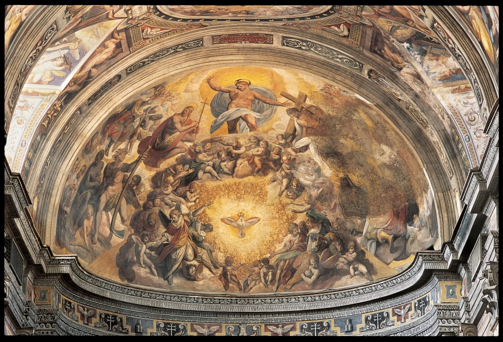 Frescos Of The Apse Conch The Pentecost Canvas Art - (36 x 24)