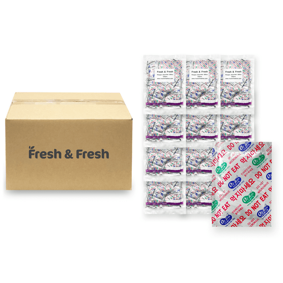 Fresh & Fresh (1050 Packet) 500cc Premium Oxygen Absorbers Packets for Food Storage (10 Bag of 105 Packet) - For Long Term Food Storage, Vacuum Sealed, ISO 9001 Certified Facility Manufactured