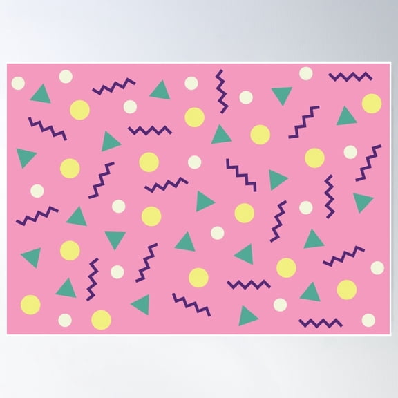 Fresh 90'S Pattern Pink Poster Wall Art, Modern Wall Decor For Living Room Bedroom, 8x12 UNFRAMED