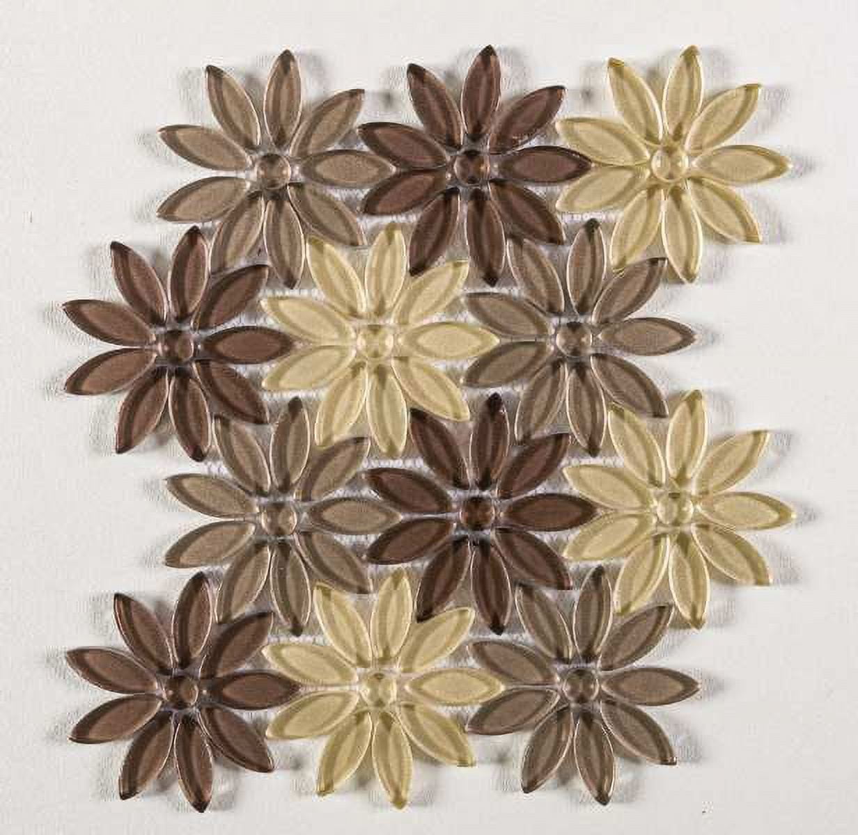Fresh Dark and Light Brown Floral Mosaic Wall Tile
