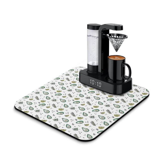 Fresh Avocado Dish Drying Mat, Cute Green Fruit Lover Pattern Absorbent Kitchen Mat