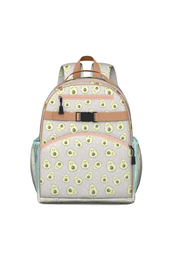 Fresh Avocado Print Backpack for Teens - Waterproof Ergonomic Daypack with Spacious Compartment & Secure Chest Buckle