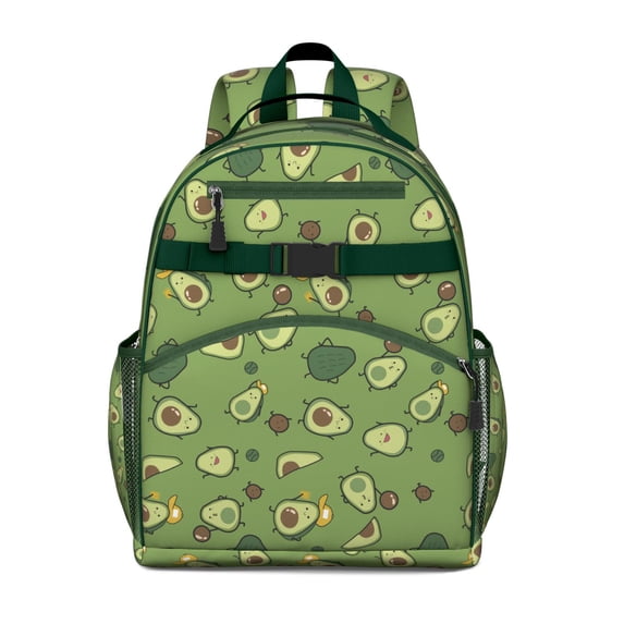 Fresh Avocado Print Backpack for Teens - Waterproof Ergonomic Daypack with Spacious Compartment & Secure Chest Buckle