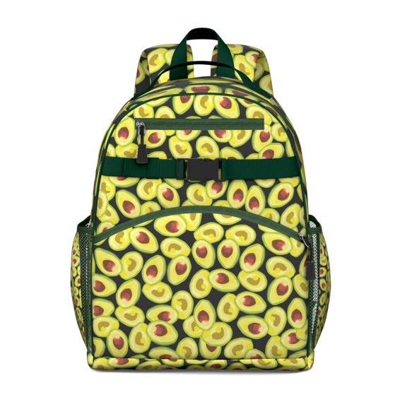 Fresh Avocado Print Backpack for Teens - Waterproof Ergonomic Daypack with Spacious Compartment & Secure Chest Buckle