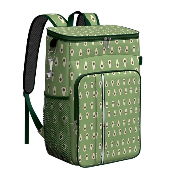 Fresh Avocado Print Insulated Backpack Cooler 20L - Leakproof & Easy to Clean, Multiple Pockets for Camping, Hiking, Work, Cute Kawaii Design
