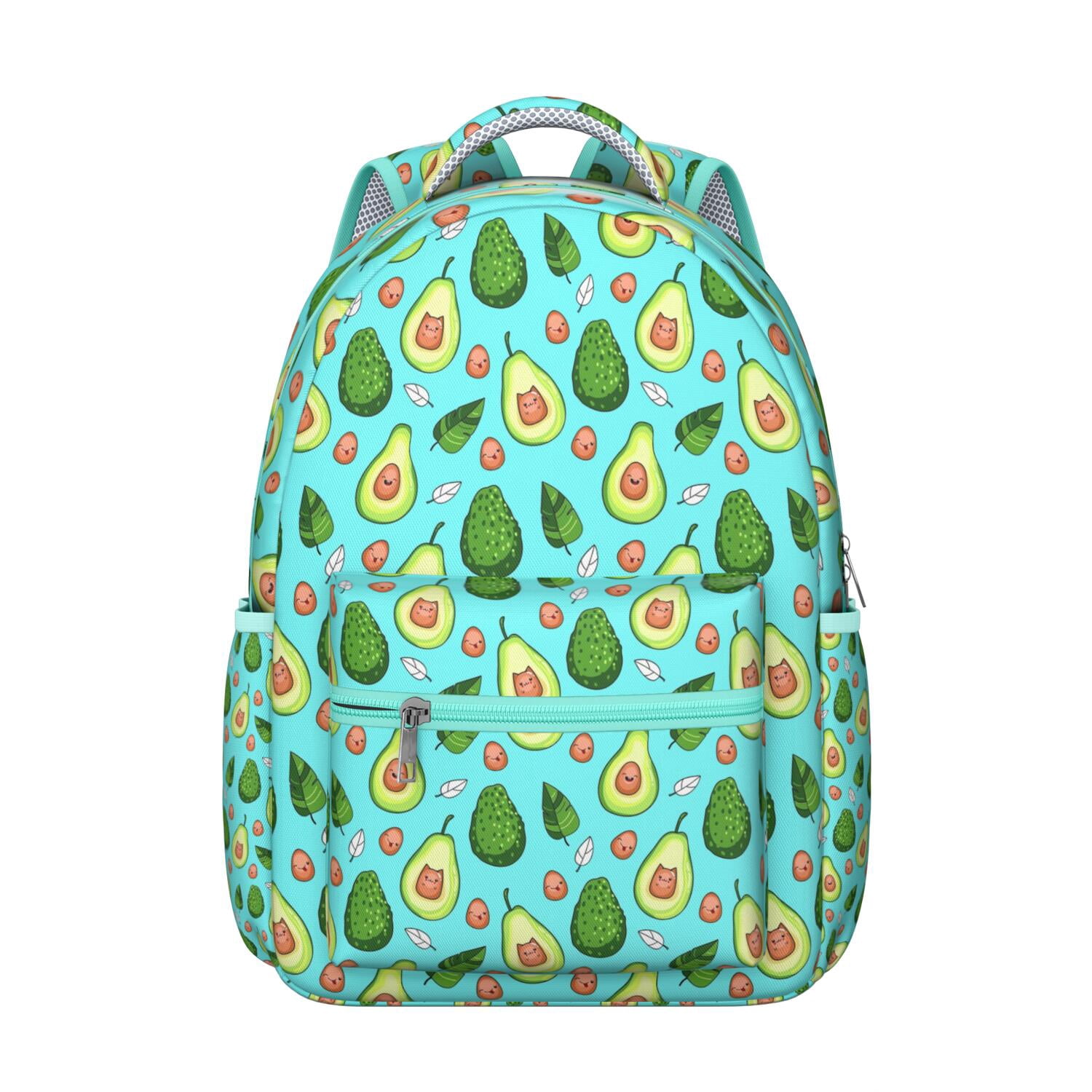 Fresh Avocado Students Backpack Cute Avocado Print School Bag with ...