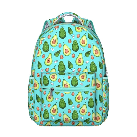 Fresh Avocado Students Backpack Cute Avocado Print School Bag with Avocado Aesthetic Design, Lightweight and Wear-Resistant