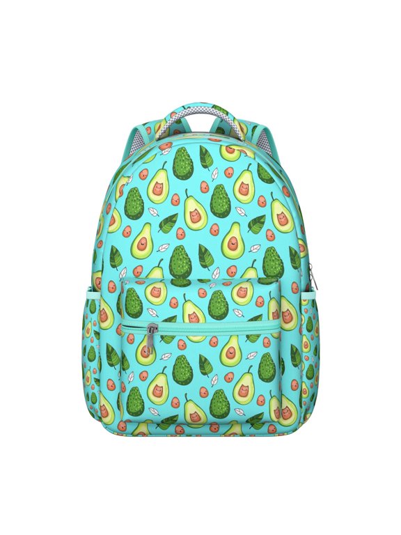 Students Backpack Cute Avocado Print School Bag with Avocado Aesthetic Design, Lightweight and Wear-Resistant