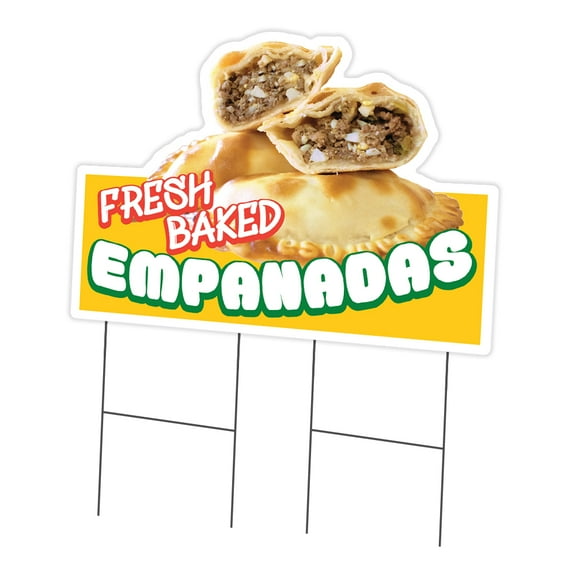 Fresh Baked Empanadas 24" x 36" Yard Sign & Stake | Advertise Your Business | Stake Included Double Sided Image | Made in The USA