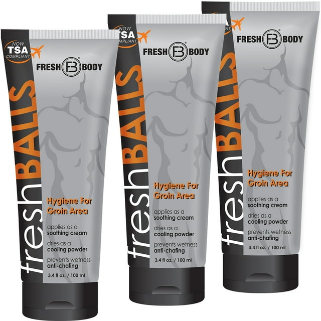 Fresh Balls by Fresh Body 3.4 oz (3 Pack) Deodorant Liquid Chafing Powder