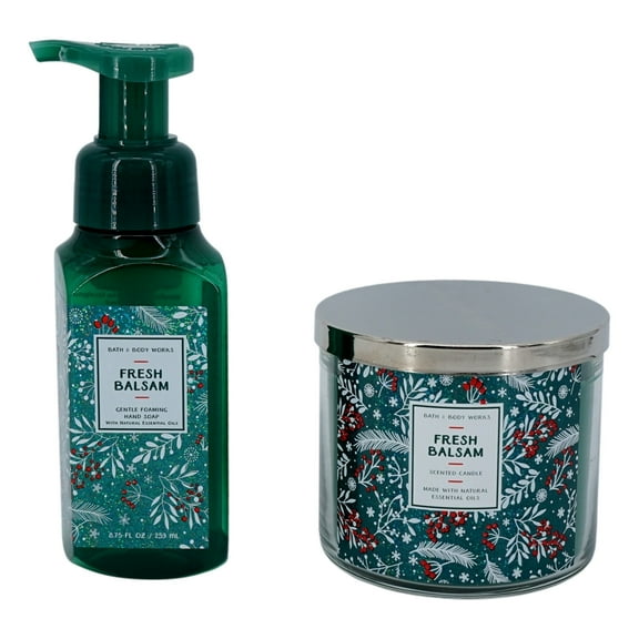 Fresh Balsam Bundle - 8.75 oz Gentle Foaming Hand Soap & 14.5 oz 3-Wick Scented Candle