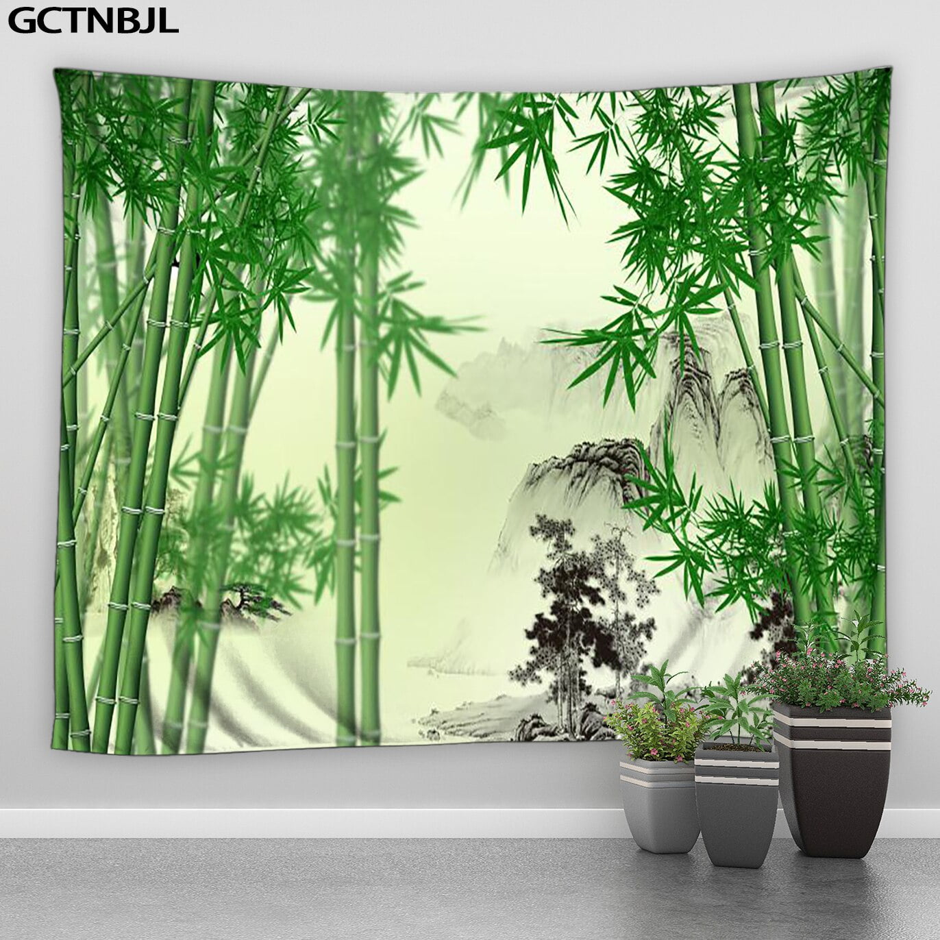 Fresh Bamboo Forest tapestry wall hanging Green Simple and Modern