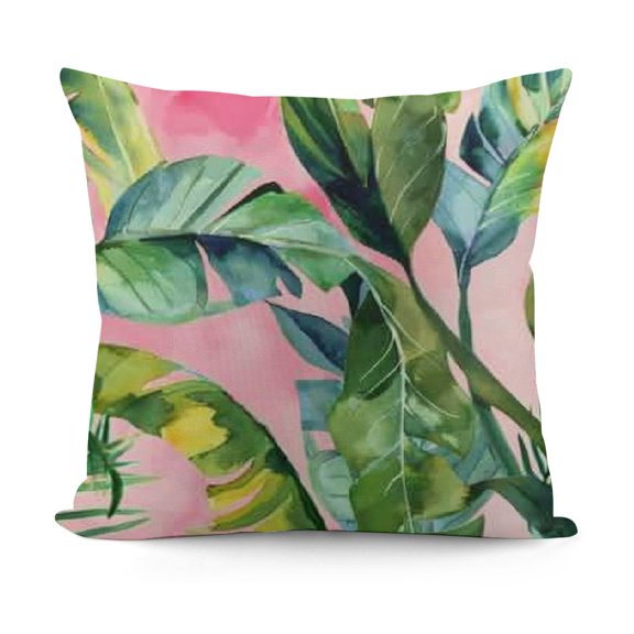Fresh Banana Leaves Print Fun Cushion Cover Novelty Throw Pillow Case Outdoor Sofa Couch Living Room Single