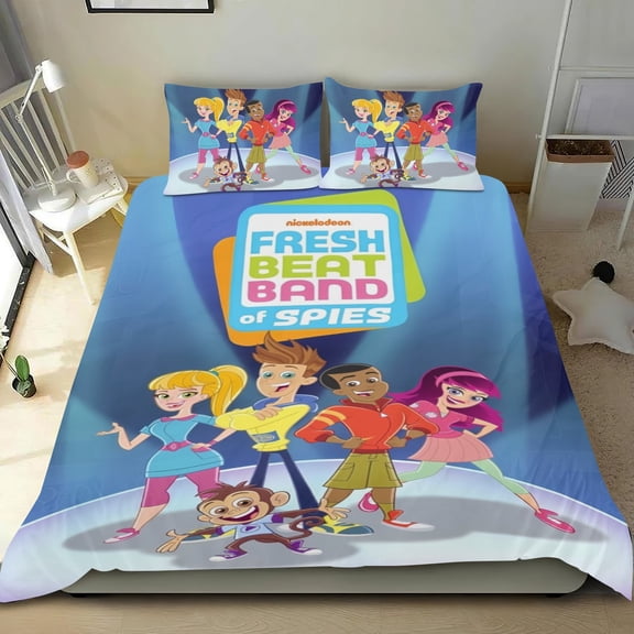 The Fresh Beat Band Themed Bed Sheet Set Three Piece Set 53x79 In ches Comfortable And Skin Friendly Unique Design Creating A Star Gifts For Family Friends fans