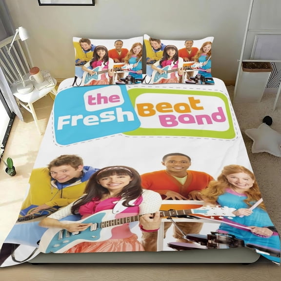The Fresh Beat Band Themed Bed Sheet Set Three Piece Set 53x79 In ches Comfortable And Skin Friendly Unique Design Creating A Star Gifts For Family Friends fans