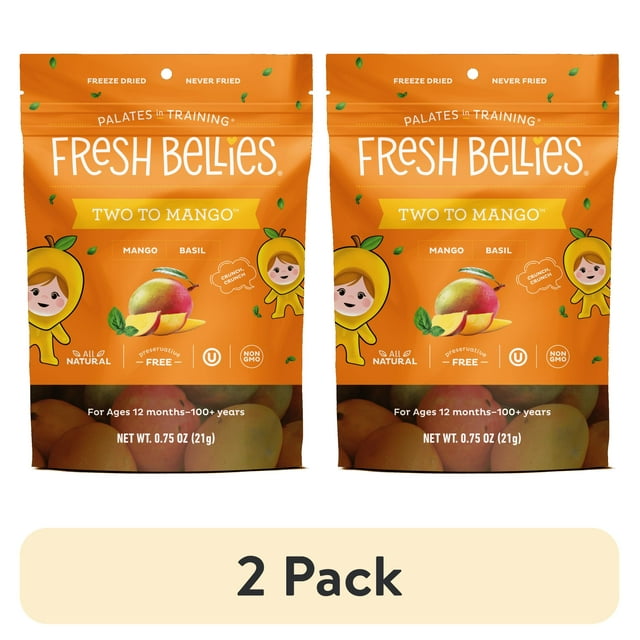 (2 pack) Fresh Bellies Two to Mango & Basil Freeze Dried Snacks for